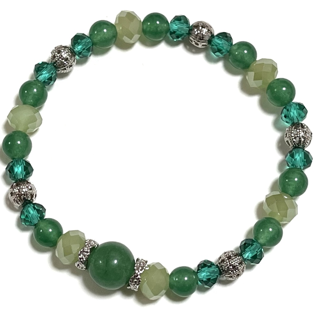 グリーンアゲイトのブレスレット(シルバーパーツ)