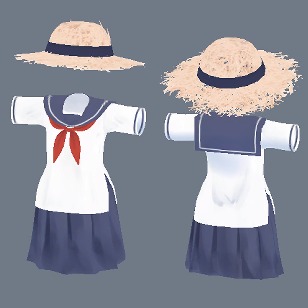 「薄荷」夏セーラー+藁帽子