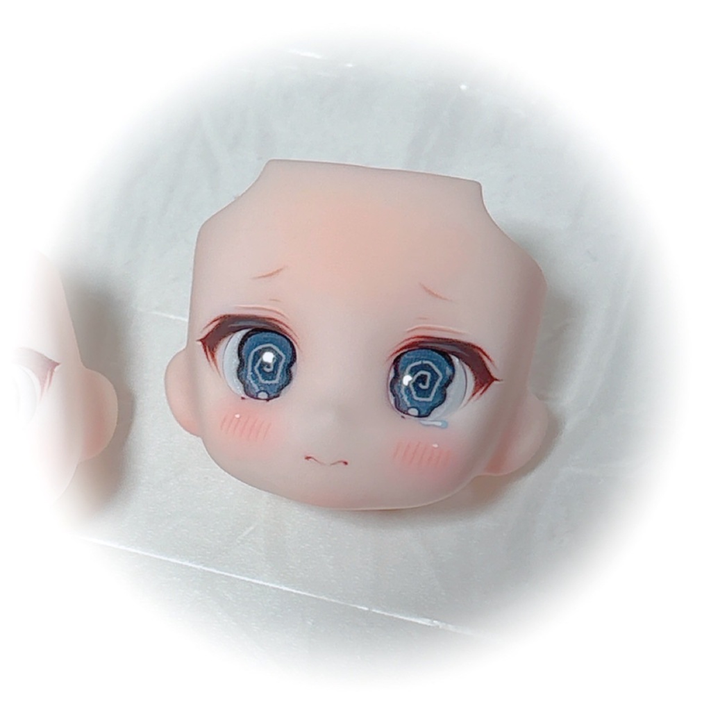 かすたむフェイスパーツ（cream肌)＋レジンアイ(デカール式)　【ぐるぐる泣き虫ちゃん】