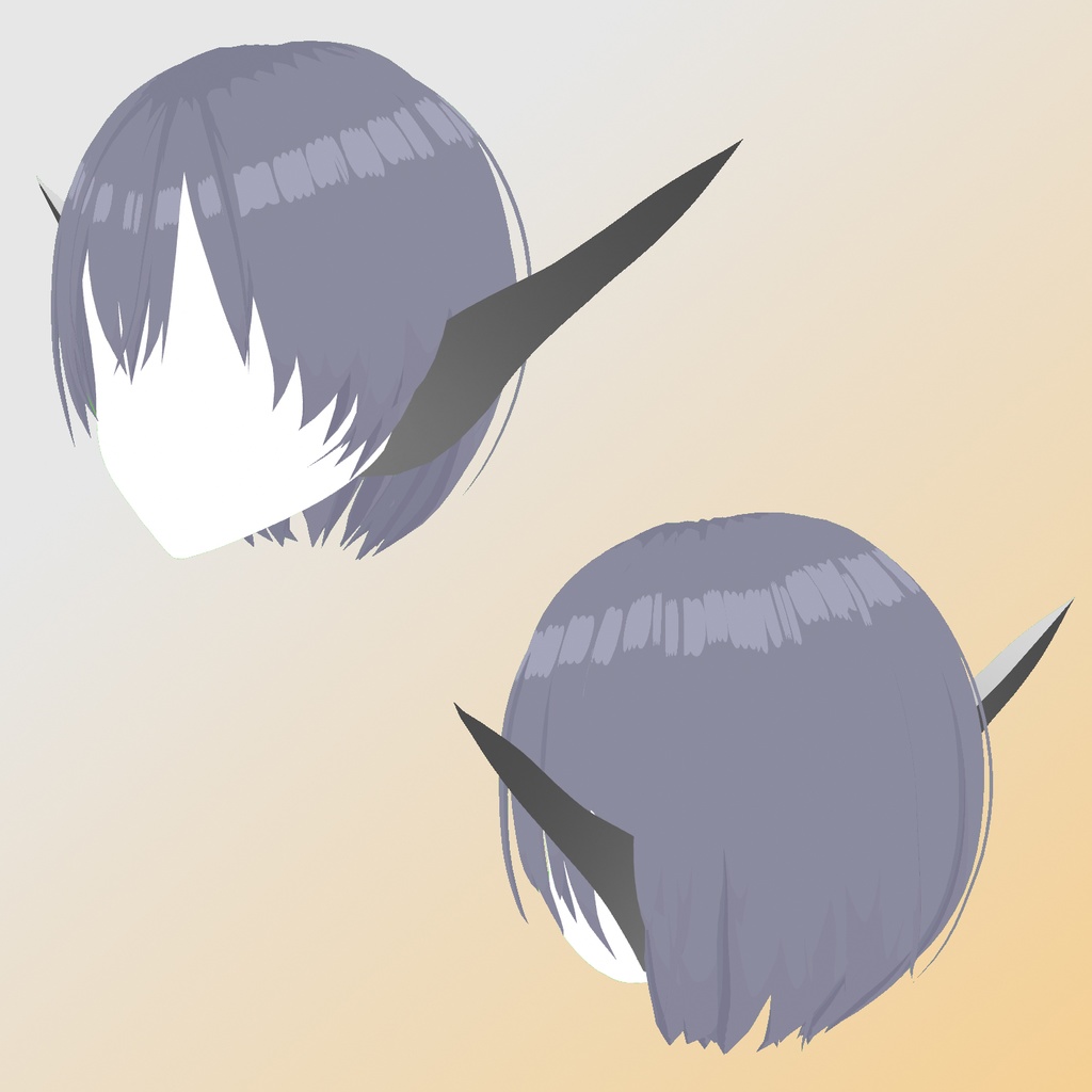 【VRoid正式版】ショートヘア(一体型) メカ耳(横髪)付き ヘアプリセット