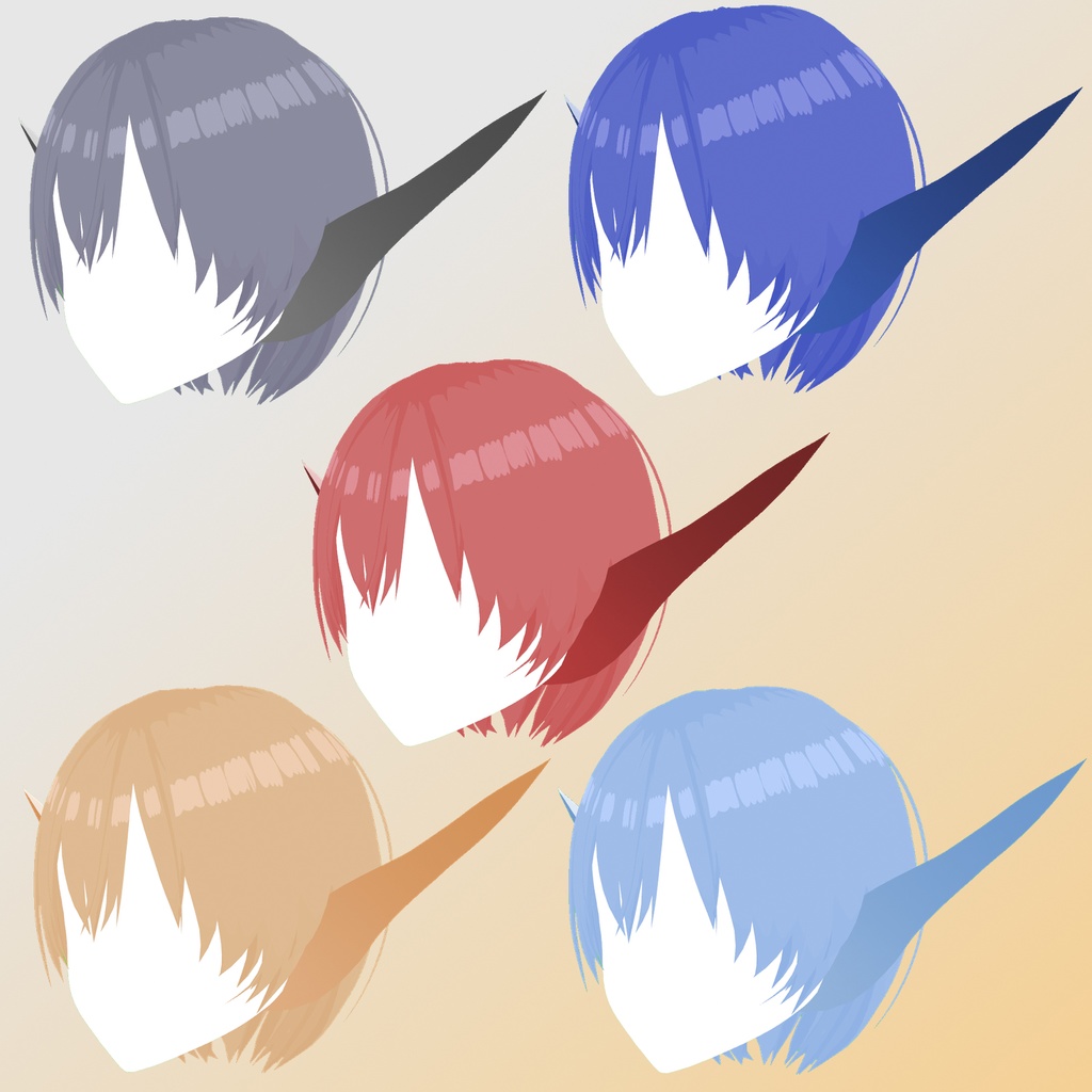 【VRoid正式版】ショートヘア(一体型) メカ耳(横髪)付き ヘアプリセット