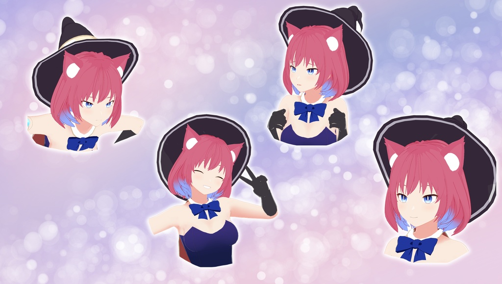 VRoid VRM オリジナル3Dモデル | fleur_フルール SDVer 魔女帽子セット付