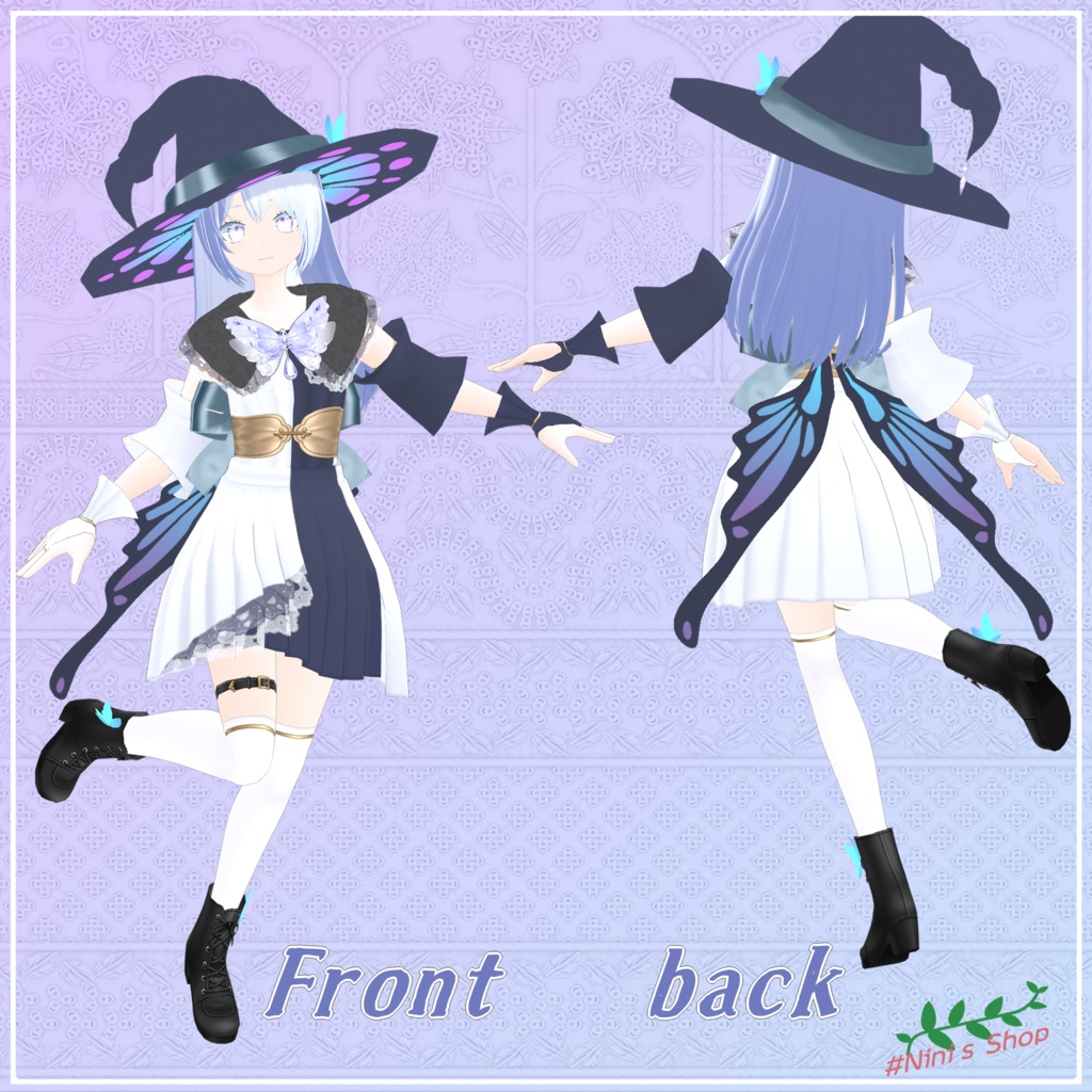 【VRoid用衣装】蝶の魔女服セット