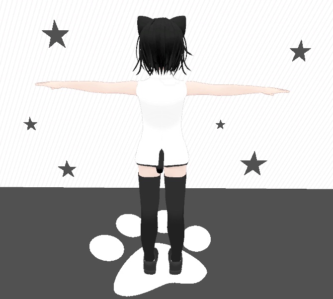 【メンテ中】 VRC用 オリジナル3Dモデル 黒猫「くろね」 (VRchat, unity用) 素体入り