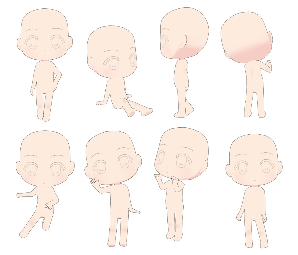 2.5頭身SD素体 可動モデル humanoid (クリスタデッサン人形、モデリング素材 )