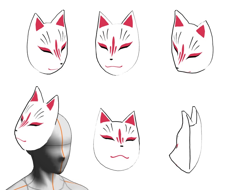 3D小物 狐面 / FBX, unity package