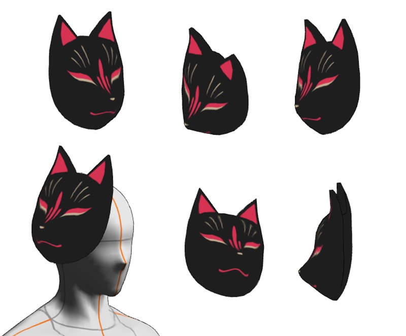 3D小物 狐面 / FBX, unity package