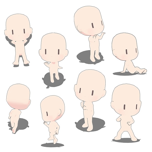 3Dモデル 身長差SD素体(クリスタ、unity用FBX)