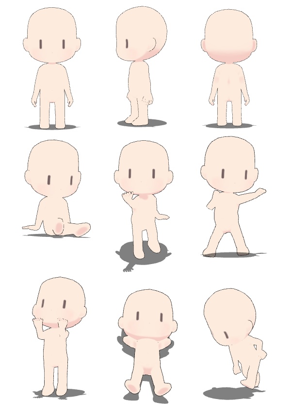 3Dモデル 身長差SD素体(クリスタ、unity用FBX)