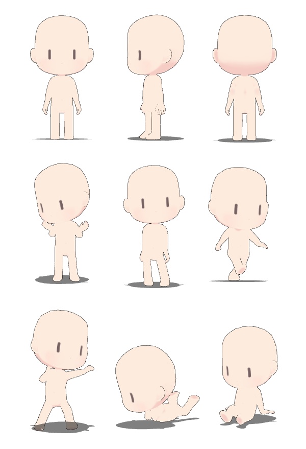 3Dモデル 身長差SD素体(クリスタ、unity用FBX)