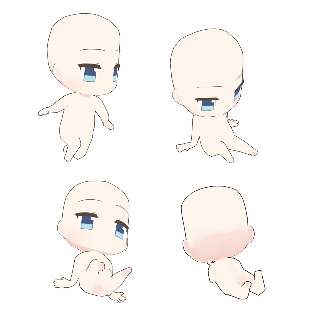【3Dデータ】2.3頭身ミニキャラ素体(クリスタ利用、トレース可)