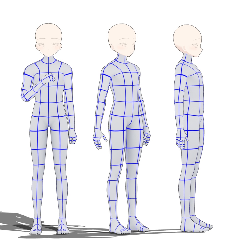 【クリスタ】少年素体むつき|3D少年頭部(顔)+6頭身体型データ