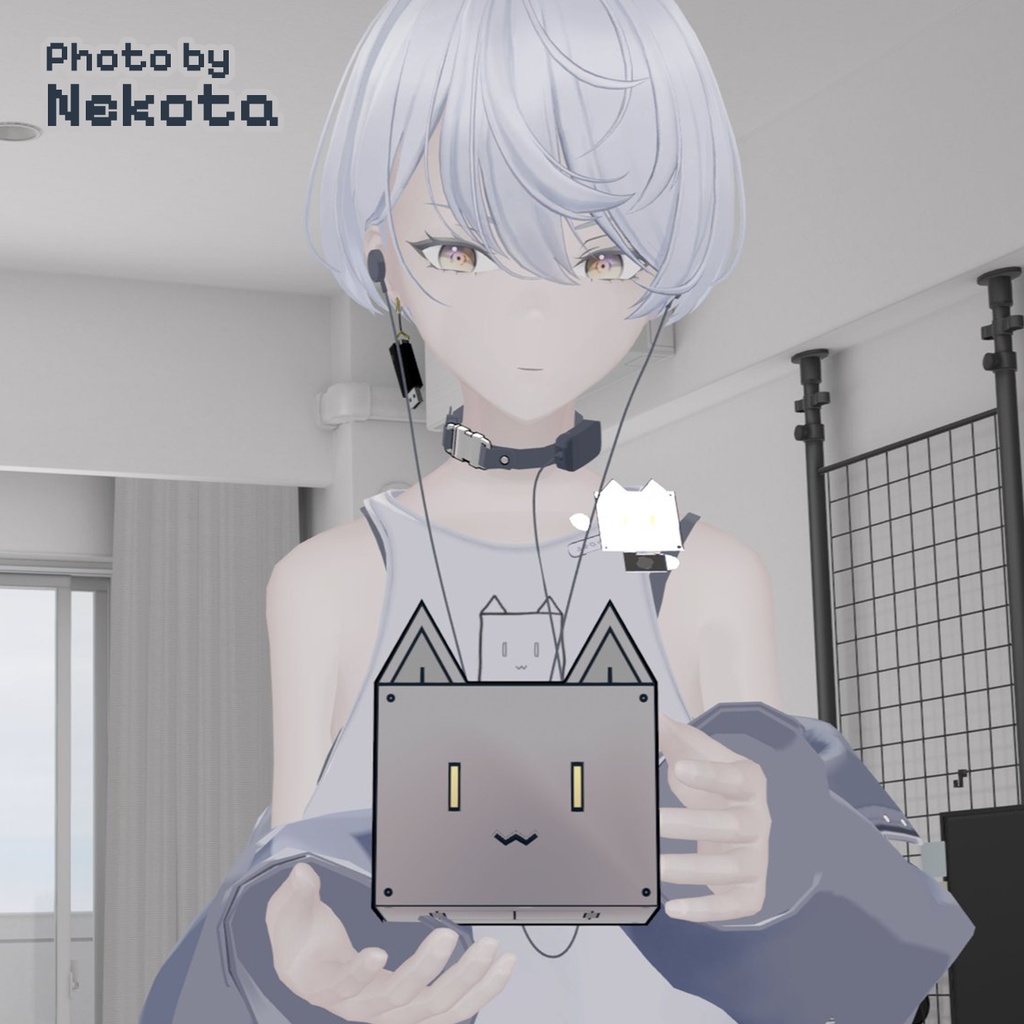 【Free】3D小物「miniネコロボ」【VRChat想定】