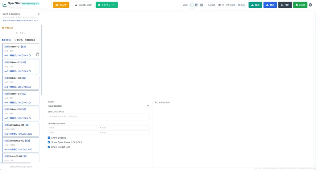 統計解析ツール SpecStat Manufacturing v1.0
