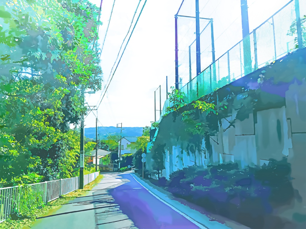 背景素材 空透過png付き 坂道の通学路2 Re Creating World Booth