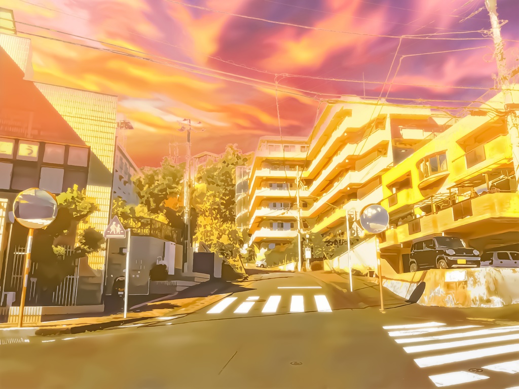 日暮れの住宅街