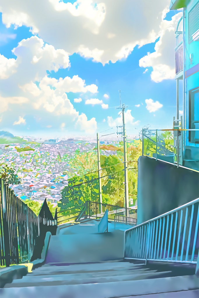 標高の高い町の眺め【背景素材_夕方差分+空くり抜きセット】