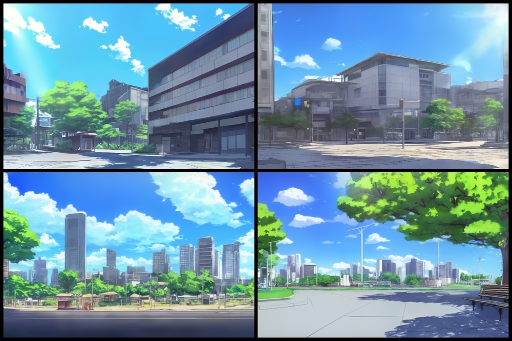 フリー背景素材集「都会風景と公園①」超高精細ビュー