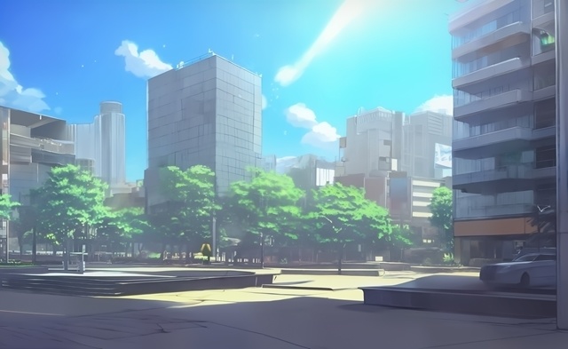 フリー背景素材集「都会風景と公園①」超高精細ビュー