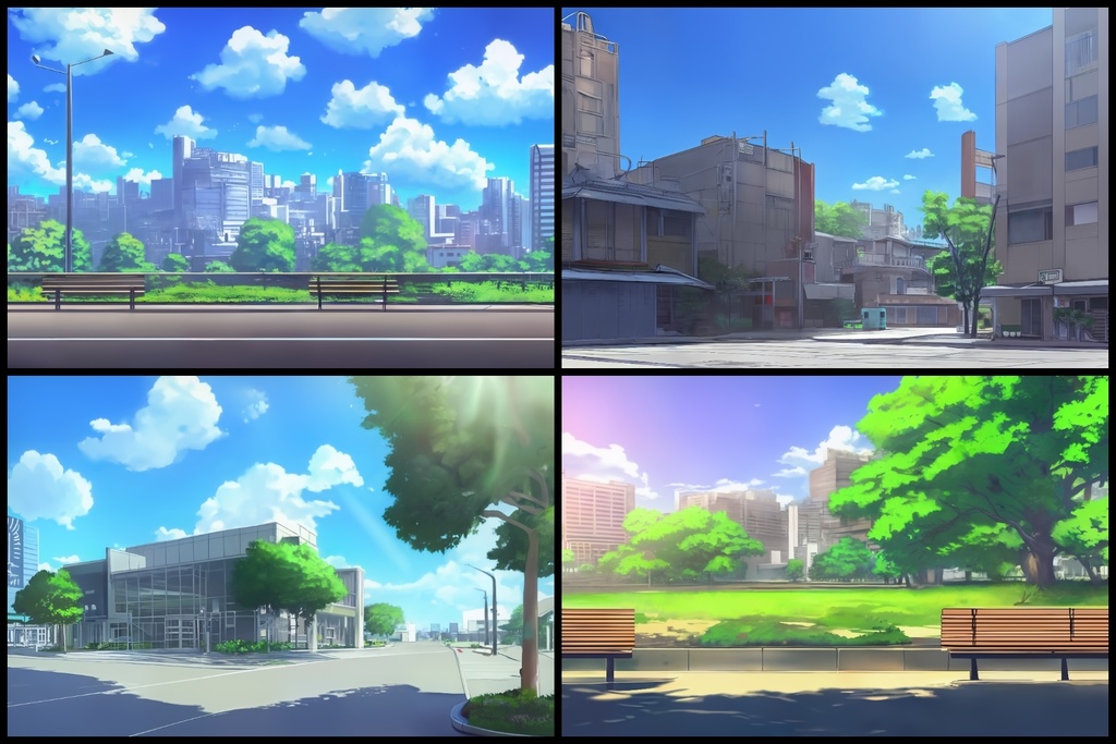 フリー背景素材集「都会風景と公園①」超高精細ビュー