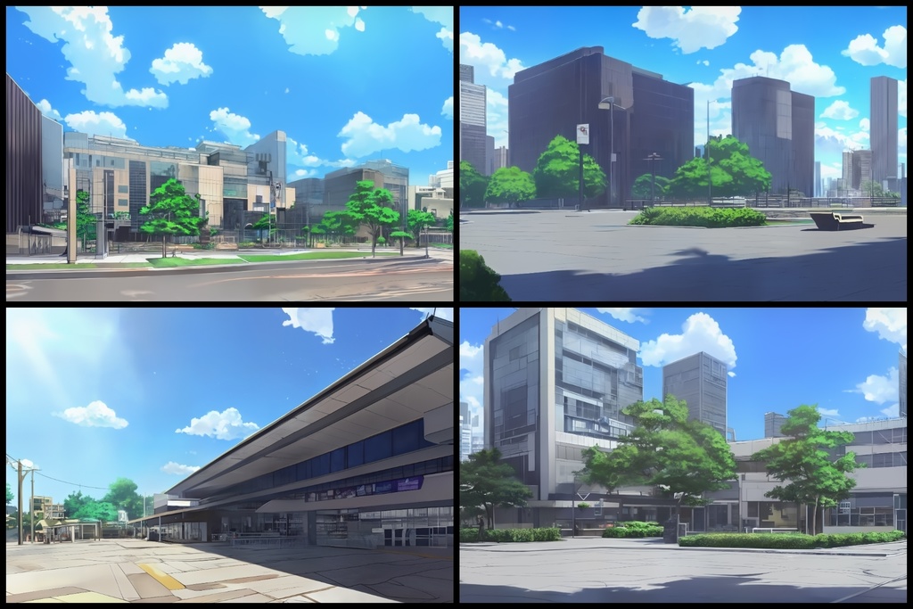 フリー背景素材集「都会風景と公園①」超高精細ビュー