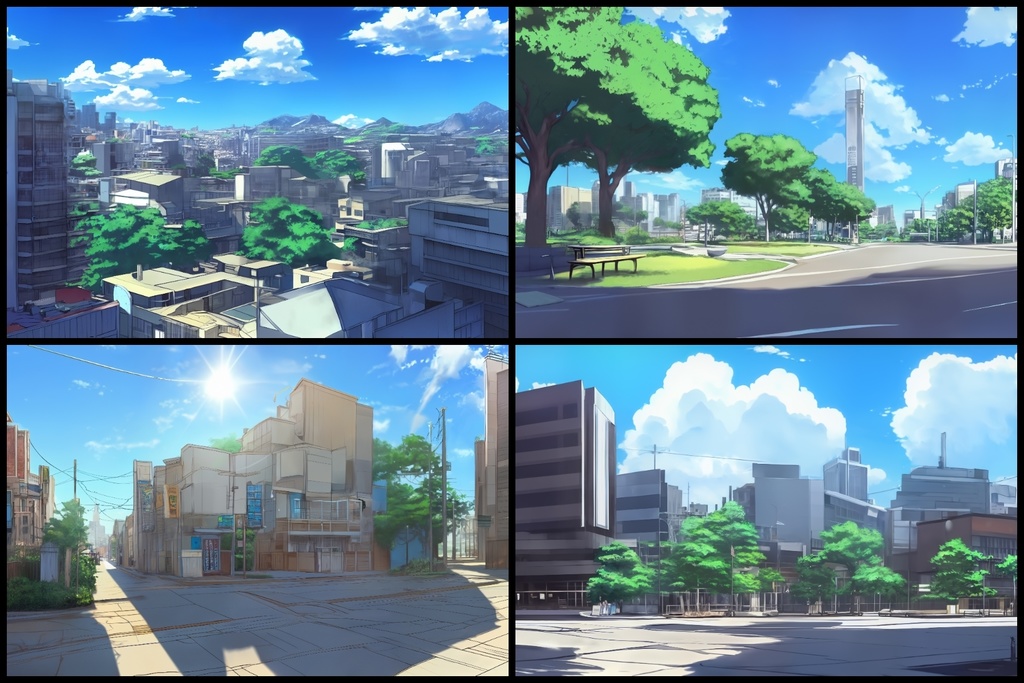 フリー背景素材集「都会風景と公園①」超高精細ビュー