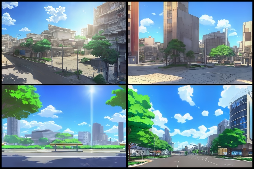 フリー背景素材集「都会風景と公園①」超高精細ビュー