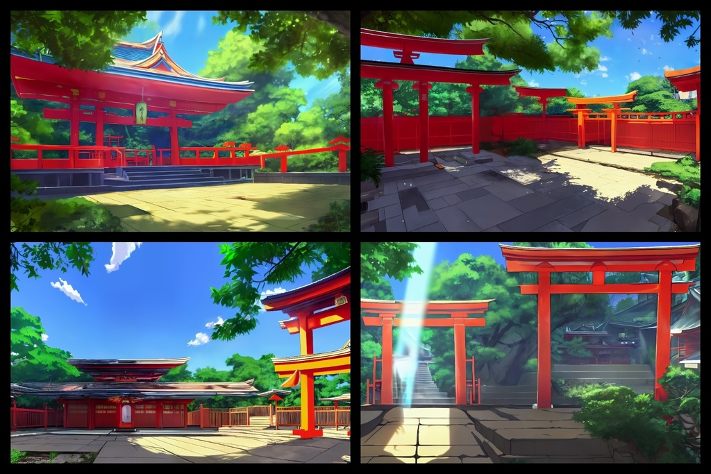 フリー背景素材集「神社と鳥居①」超高精細ビュー