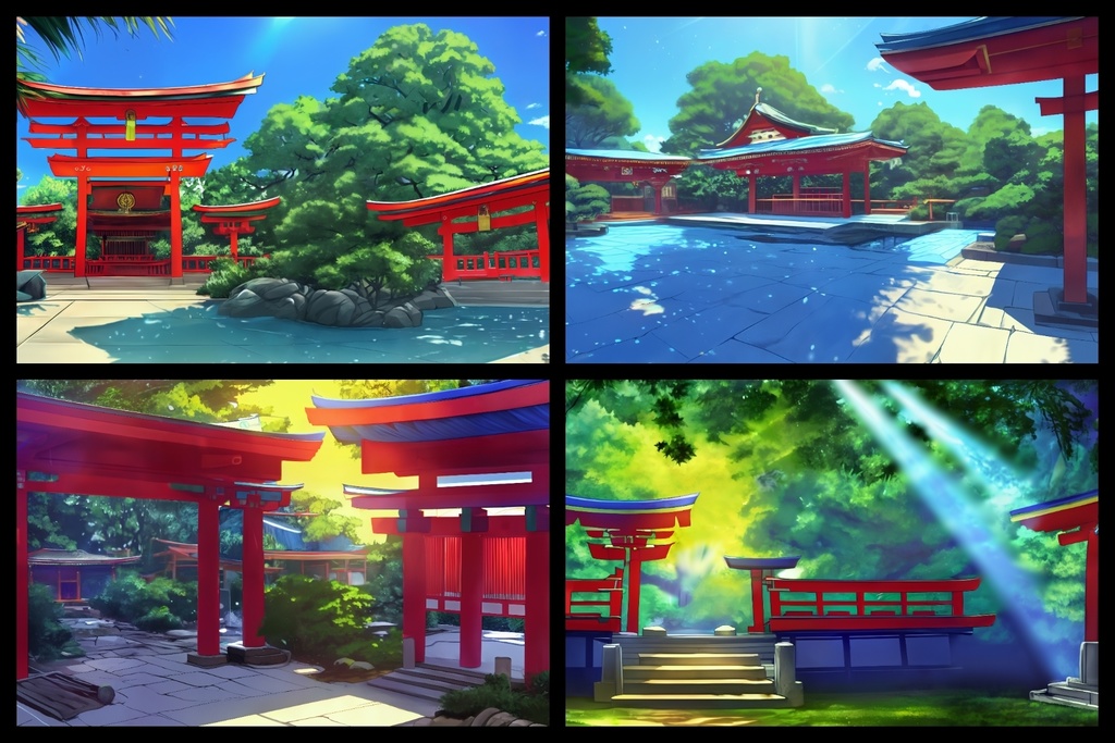 フリー背景素材集「神社と鳥居①」超高精細ビュー