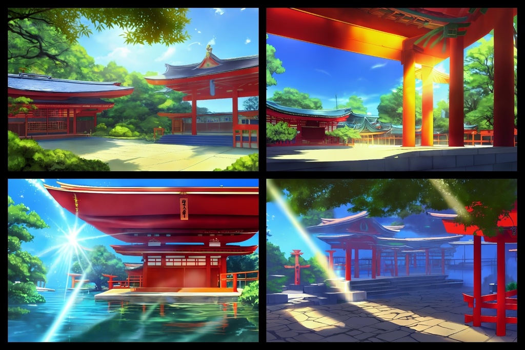 フリー背景素材集「神社と鳥居①」超高精細ビュー