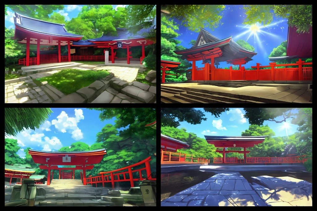 フリー背景素材集「神社と鳥居①」超高精細ビュー