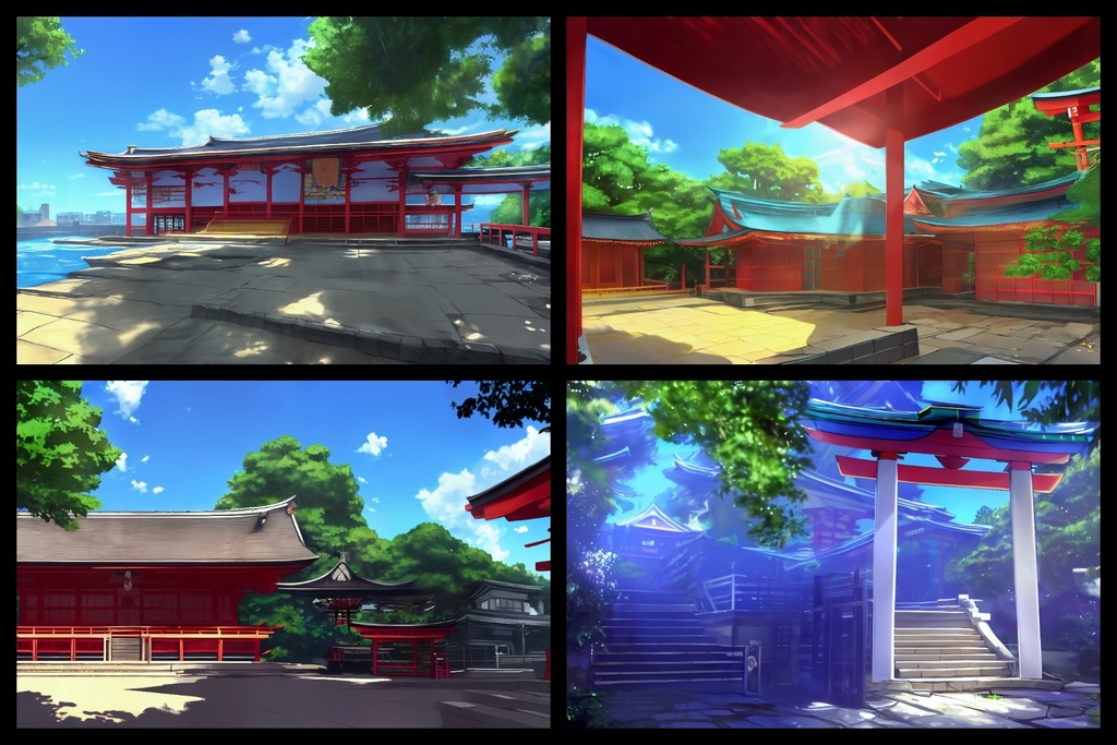 フリー背景素材集「神社と鳥居①」超高精細ビュー