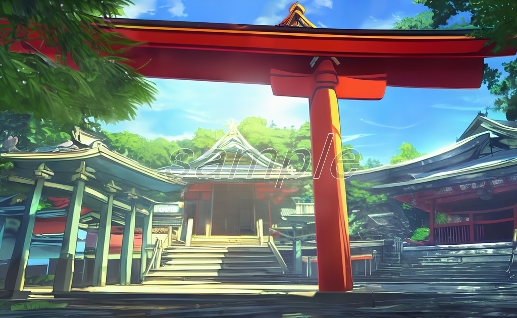 フリー背景素材集「神社と鳥居①」超高精細ビュー