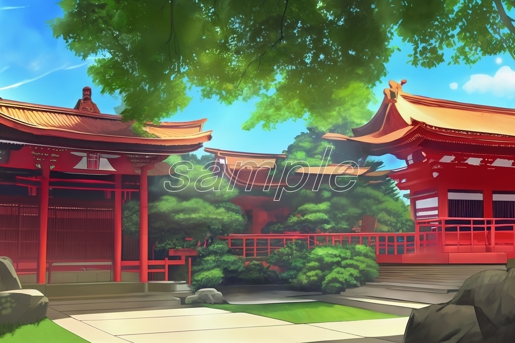 フリー背景素材集「神社と鳥居①」超高精細ビュー