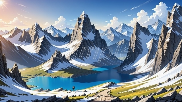「天空の山湖」_(セール価格中！)【高精細背景素材】