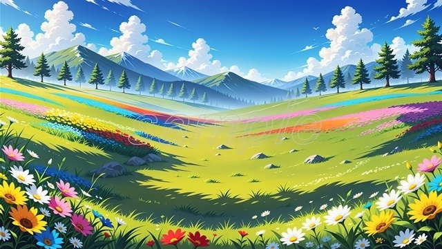 「天空の花畑」_(セール価格中！)【高精細背景素材】