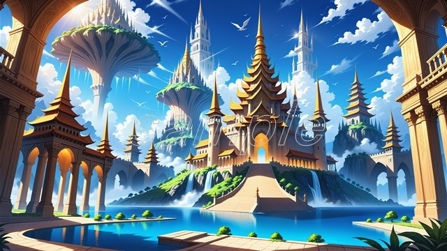 「天空のオアシス」_(セール価格中！)【高精細背景素材】