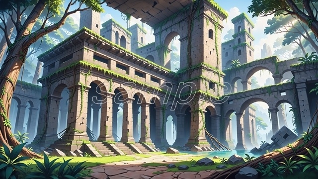 「緑の神殿」_(セール価格中！)【高精細背景素材】