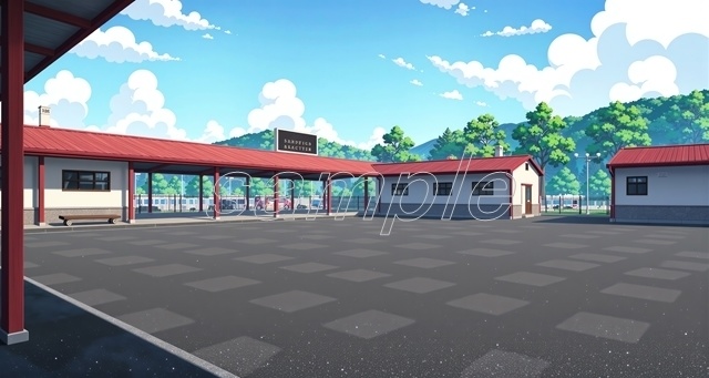 「空の駅前駐車場で憩う」_(セール価格中！)【高精細背景素材】