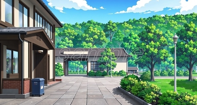 「駅前の穏やかな風景」_(セール価格中！)【高精細背景素材】