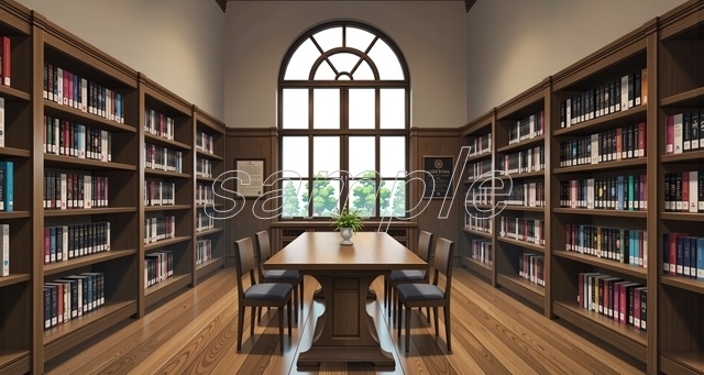 「知的邂逅の図書館」_(セール価格中！)【高精細背景素材】