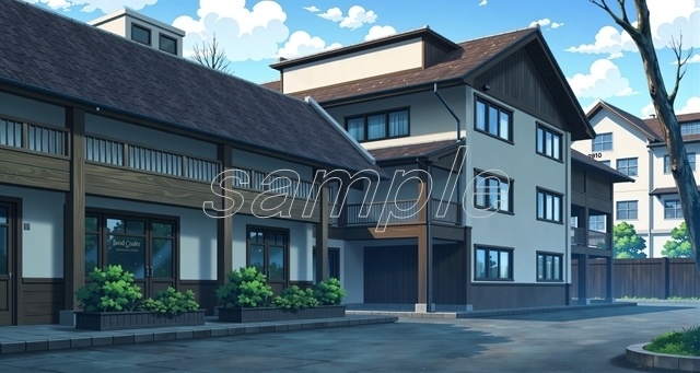 「モダンな住宅街の午後」_(セール価格中！)【高精細背景素材】