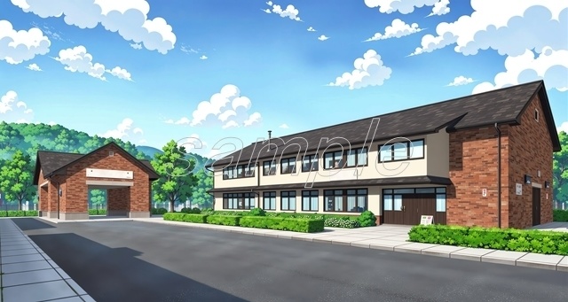 「温かみのある街角の建物」_(セール価格中！)【高精細背景素材】