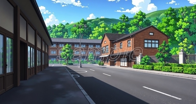 静かな午後の住宅街風景_(セール価格中！)【高精細背景素材】