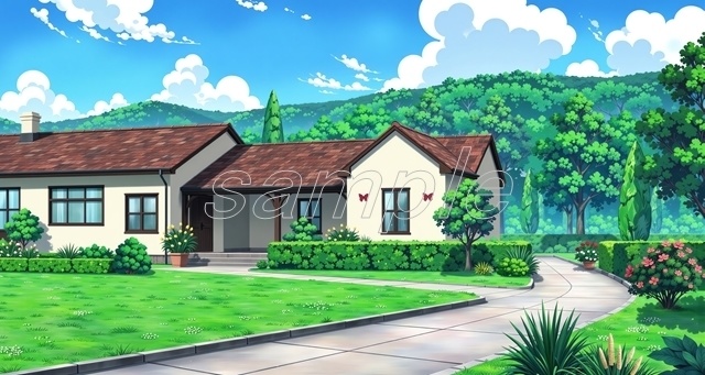 夏色の邸宅_(セール価格中！)【高精細背景素材】