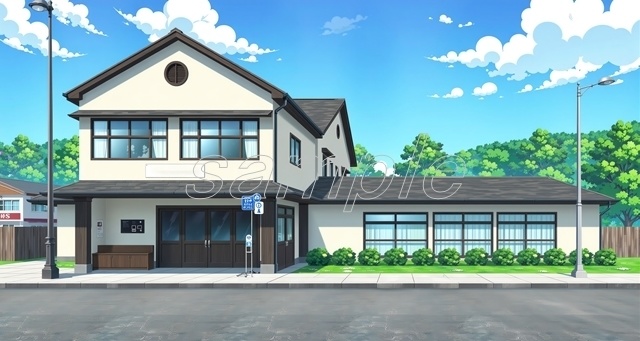 和やかな住宅街の風景_(セール価格中！)【高精細背景素材】