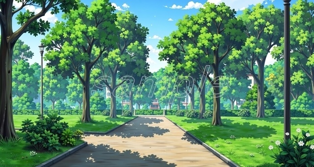 日常の小さな公園内_(セール価格中！)【高精細背景素材】