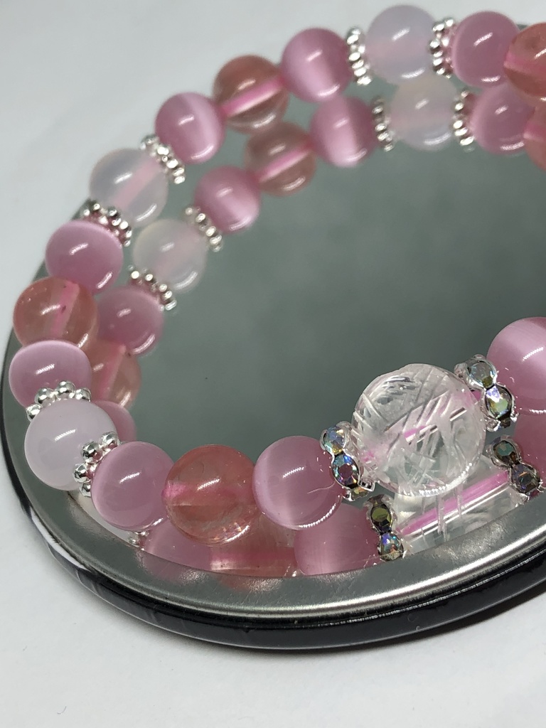 五本爪龍水晶★ピンクお洒落ブレスレット★ 開運★パワーストーン 天然石