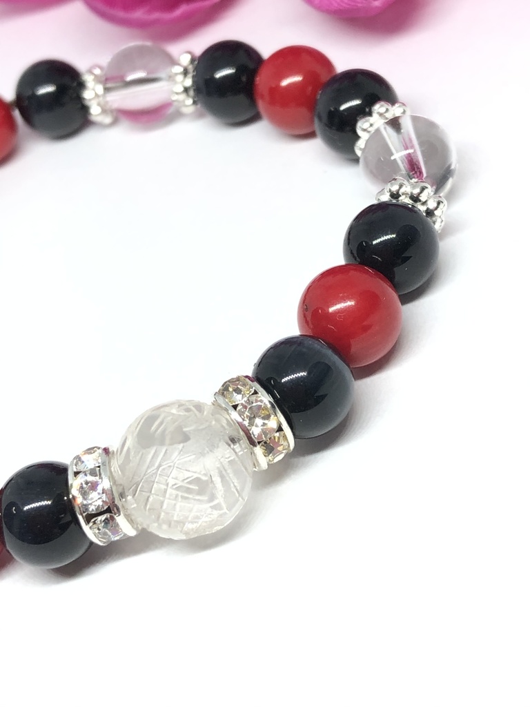 男女★開運・五本爪皇帝龍・彫り水晶・邪気払いブレスレット・パワーストーン