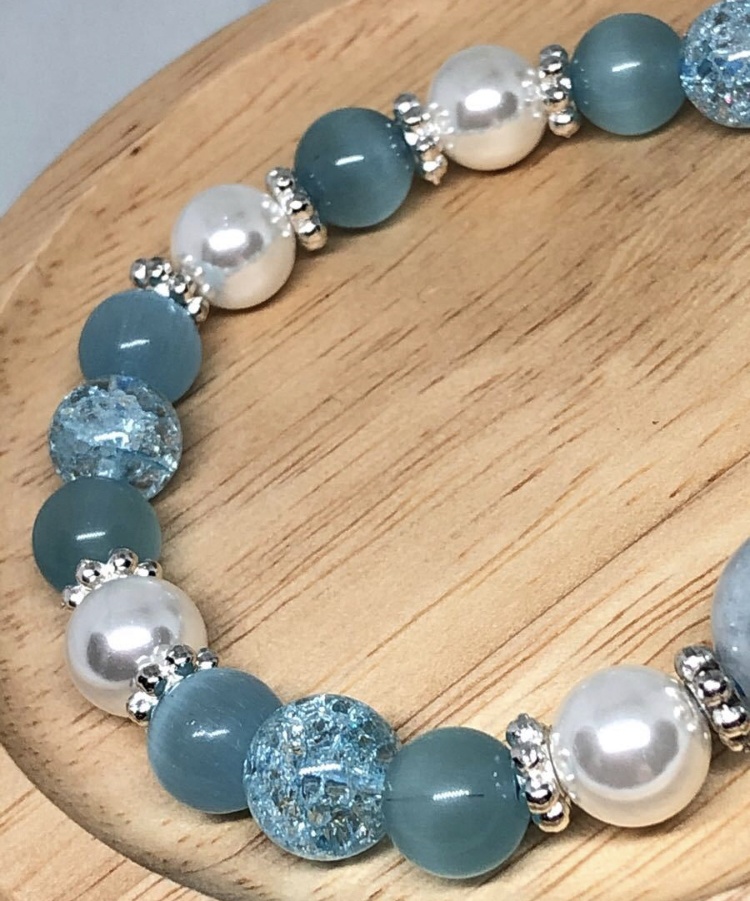 3月誕生石★アクアマリン★お洒落ブレスレット★幸せ運★